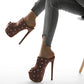 FSJ Women Sexy Studded Platform Mules Stiletto High Heel Peep Toe Slip On Summer Party Dress Prom Shoes Size 9 Sienna